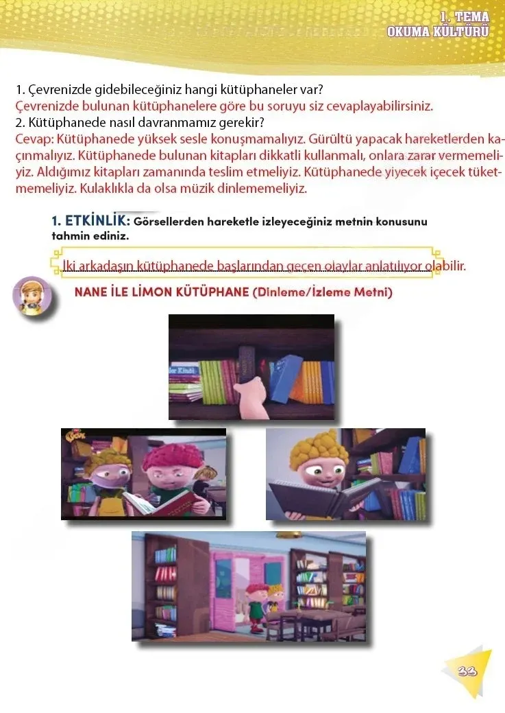 4. Sınıf Türkçe Ders Kitabı Cevapları Meb Yayınları 2 Sayfa 33 Çözüm Görseli