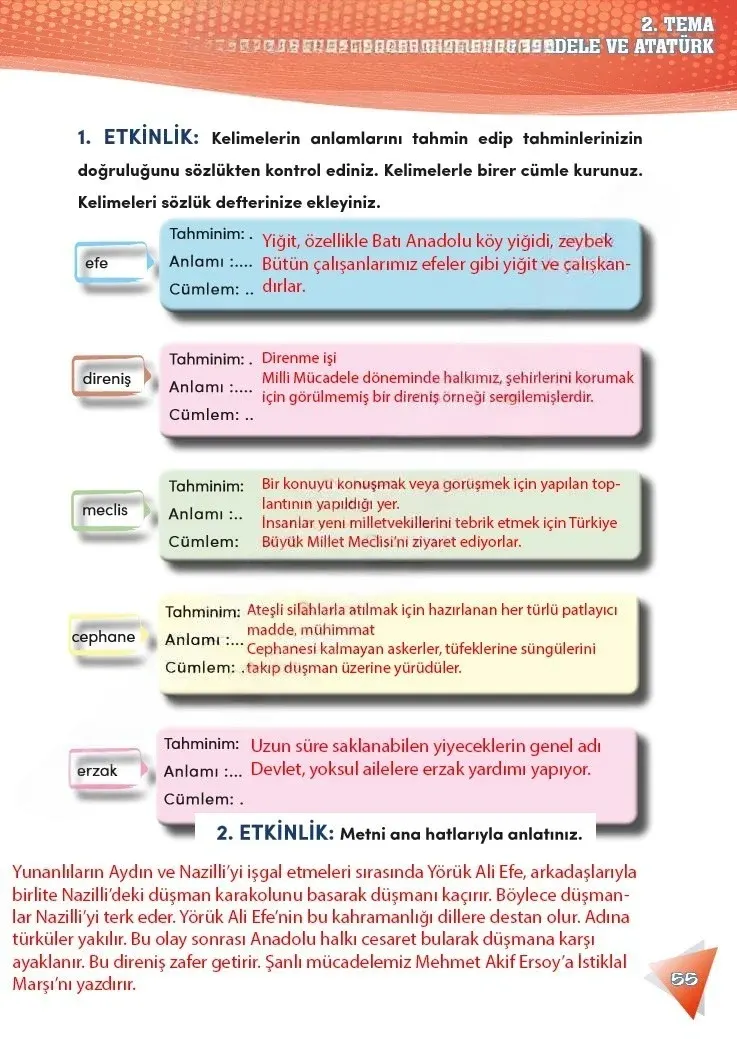 4. Sınıf Türkçe Ders Kitabı Cevapları Meb Yayınları 2 Sayfa 55 Çözüm Görseli