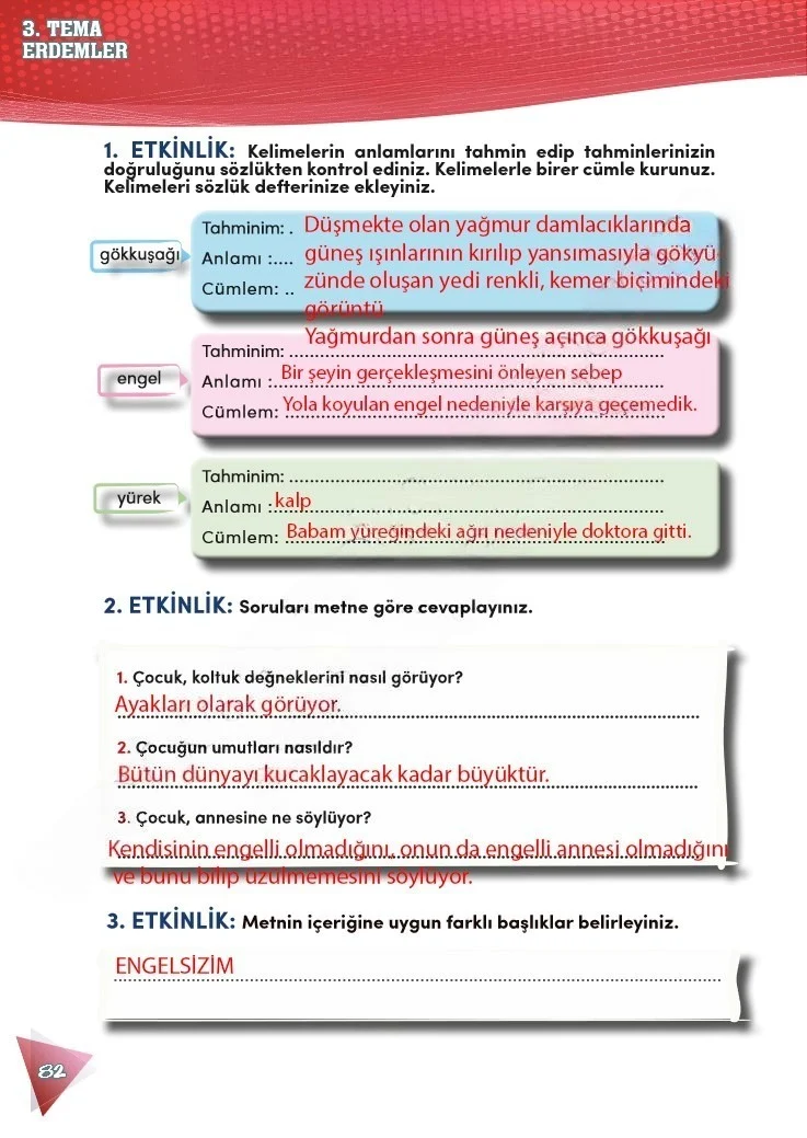 4. Sınıf Türkçe Ders Kitabı Cevapları Meb Yayınları 2 Sayfa 82 Çözüm Görseli