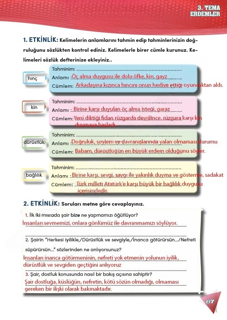 4. Sınıf Türkçe Ders Kitabı Cevapları Meb Yayınları 2 Sayfa 87 Çözüm Görseli