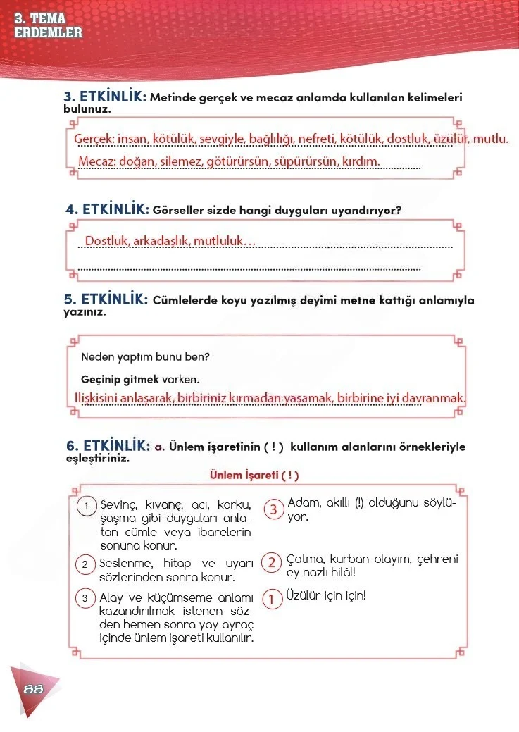 4. Sınıf Türkçe Ders Kitabı Cevapları Meb Yayınları 2 Sayfa 88 Çözüm Görseli