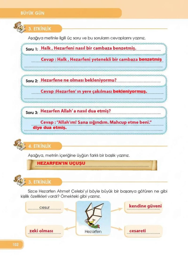 4. Sınıf Türkçe Ders Kitabı Cevapları Özgün Yayınları Sayfa 102 Çözüm Görseli