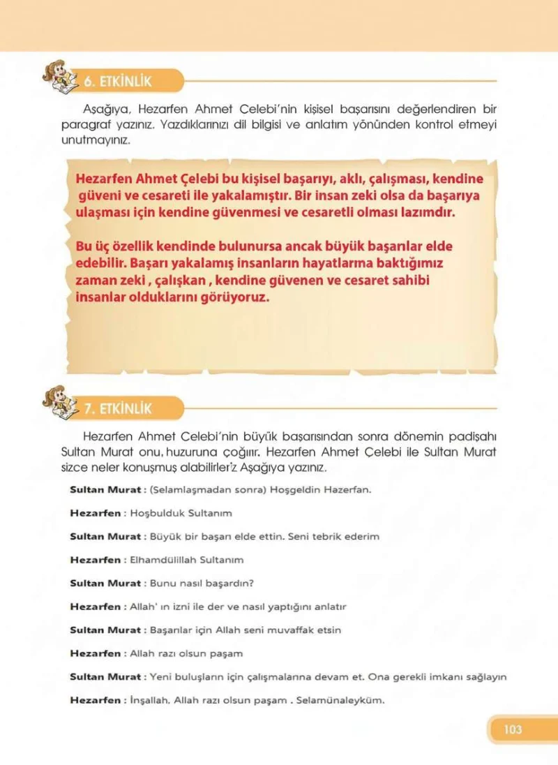 4. Sınıf Türkçe Ders Kitabı Cevapları Özgün Yayınları Sayfa 103 Çözüm Görseli