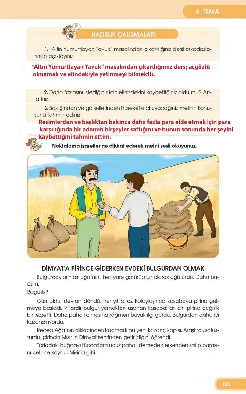 4. Sınıf Türkçe Ders Kitabı Cevapları Özgün Yayınları Sayfa 105 Çözüm Görseli