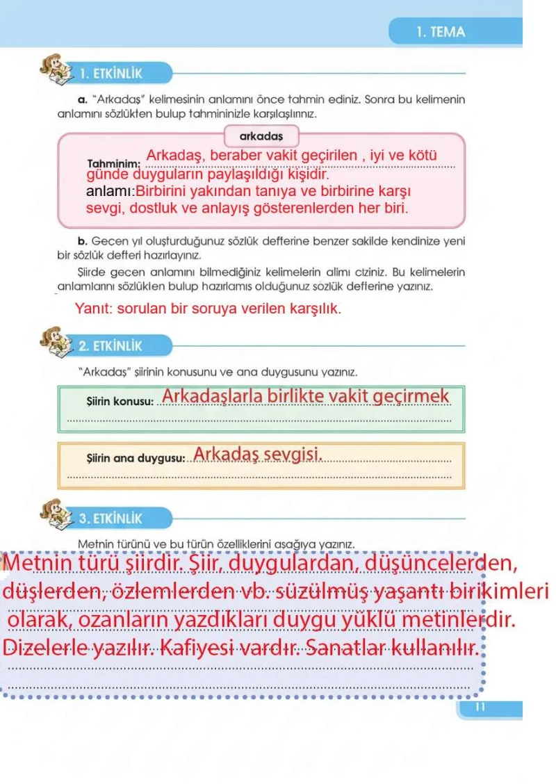 4. Sınıf Türkçe Ders Kitabı Cevapları Özgün Yayınları Sayfa 11 Çözüm Görseli