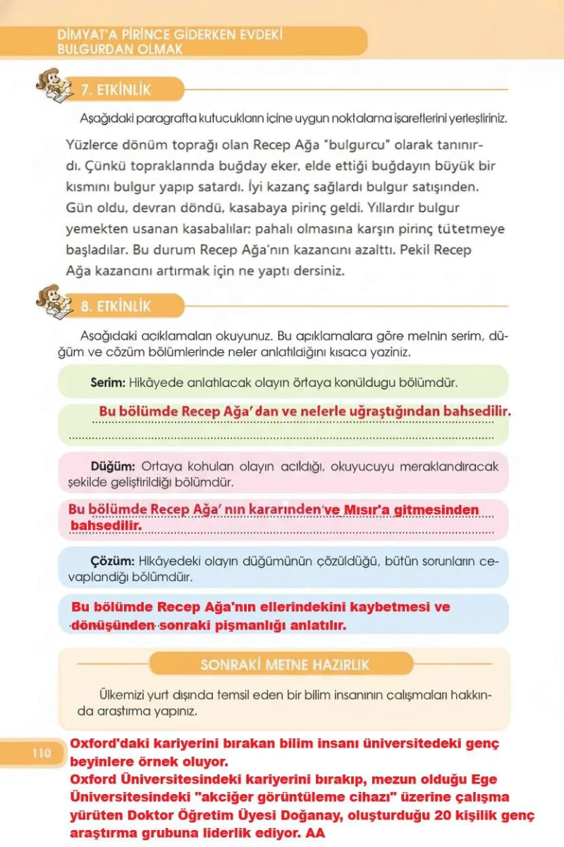 4. Sınıf Türkçe Ders Kitabı Cevapları Özgün Yayınları Sayfa 110 Çözüm Görseli