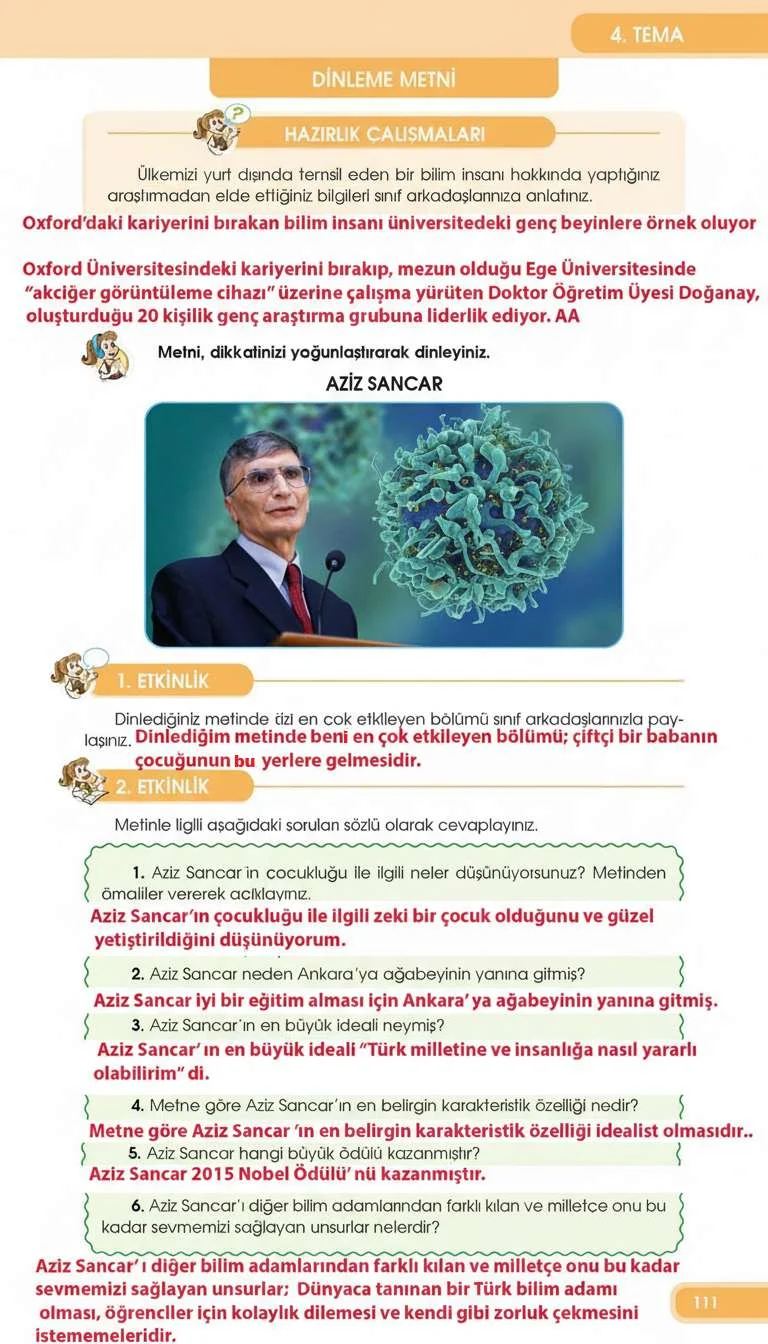 4. Sınıf Türkçe Ders Kitabı Cevapları Özgün Yayınları Sayfa 111 Çözüm Görseli