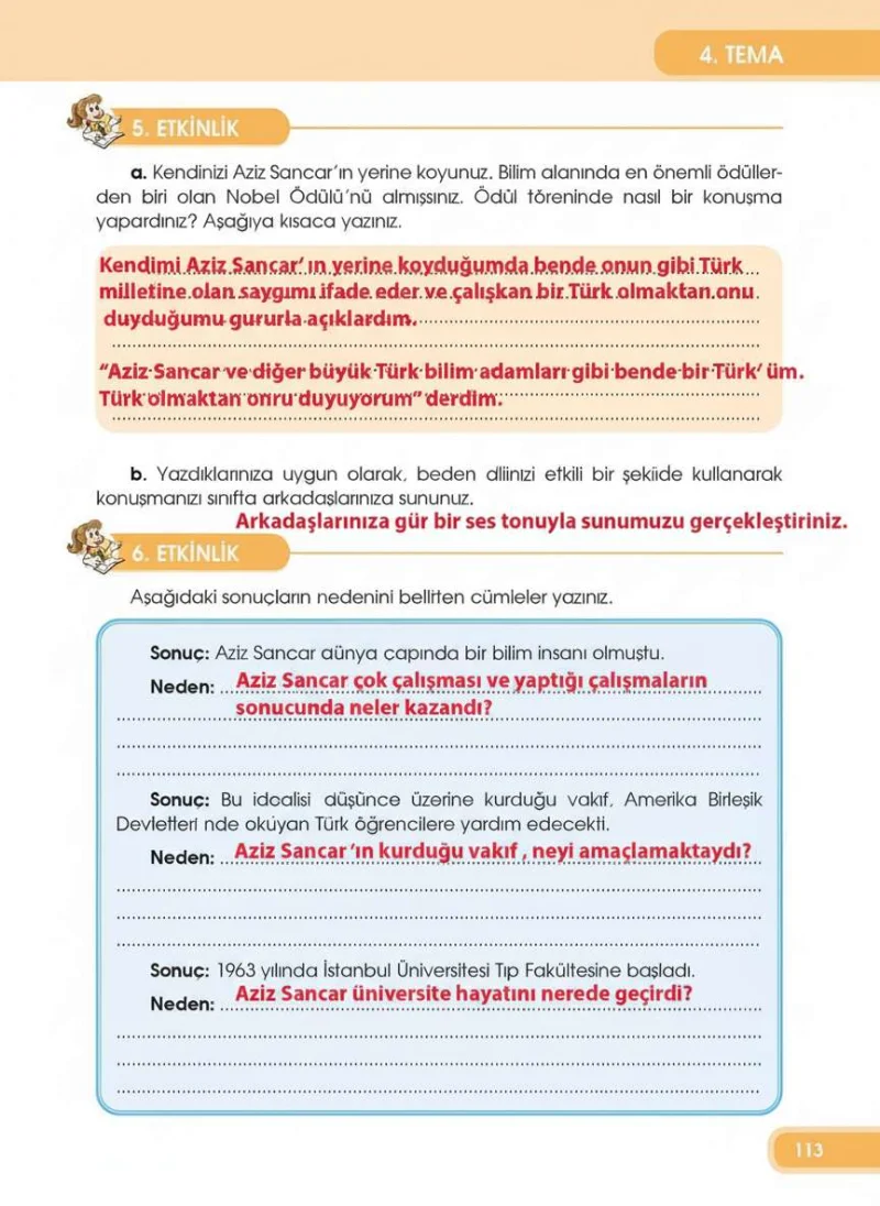 4. Sınıf Türkçe Ders Kitabı Cevapları Özgün Yayınları Sayfa 113 Çözüm Görseli