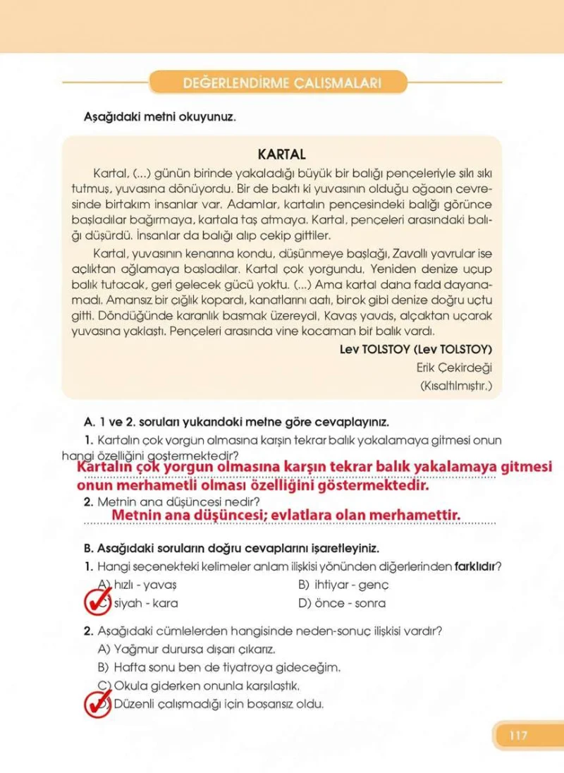 4. Sınıf Türkçe Ders Kitabı Cevapları Özgün Yayınları Sayfa 117 Çözüm Görseli
