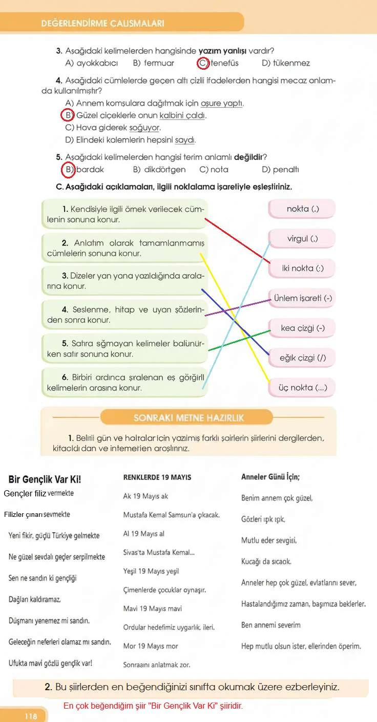 4. Sınıf Türkçe Ders Kitabı Cevapları Özgün Yayınları Sayfa 118 Çözüm Görseli