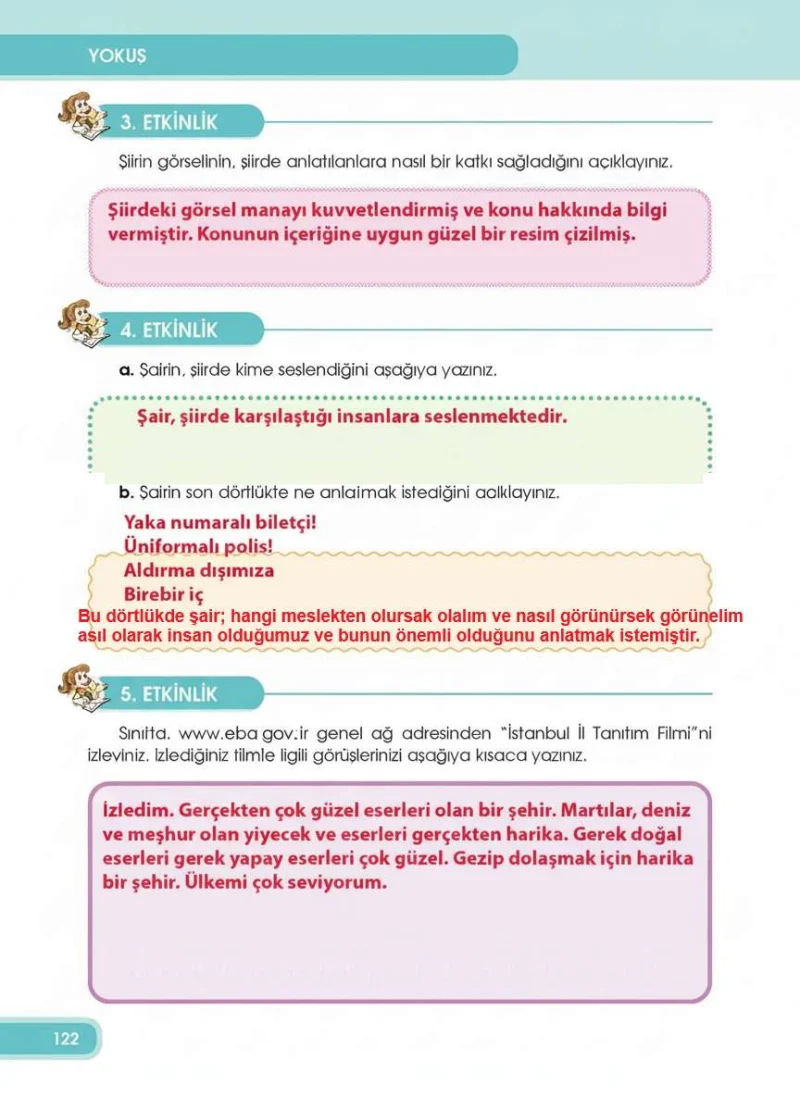 4. Sınıf Türkçe Ders Kitabı Cevapları Özgün Yayınları Sayfa 122 Çözüm Görseli