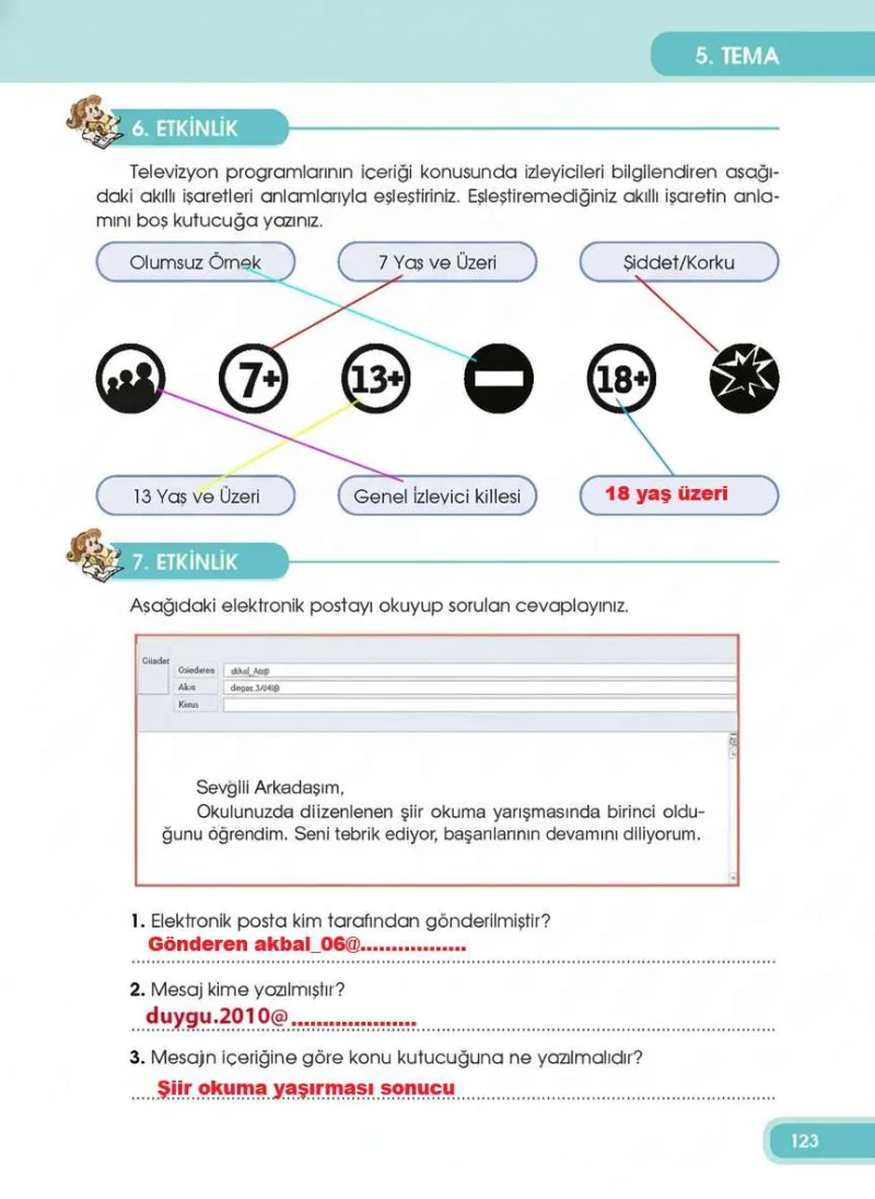 4. Sınıf Türkçe Ders Kitabı Cevapları Özgün Yayınları Sayfa 123 Çözüm Görseli