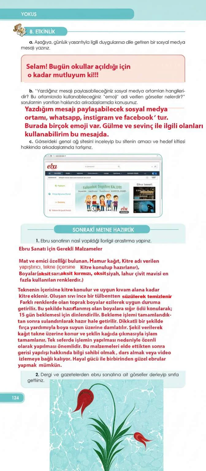 4. Sınıf Türkçe Ders Kitabı Cevapları Özgün Yayınları Sayfa 124 Çözüm Görseli