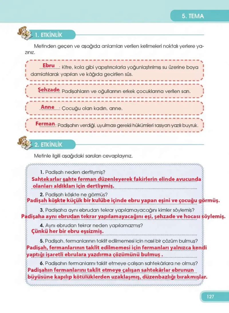 4. Sınıf Türkçe Ders Kitabı Cevapları Özgün Yayınları Sayfa 127 Çözüm Görseli