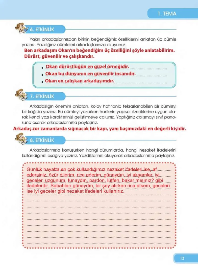 4. Sınıf Türkçe Ders Kitabı Cevapları Özgün Yayınları Sayfa 13 Çözüm Görseli