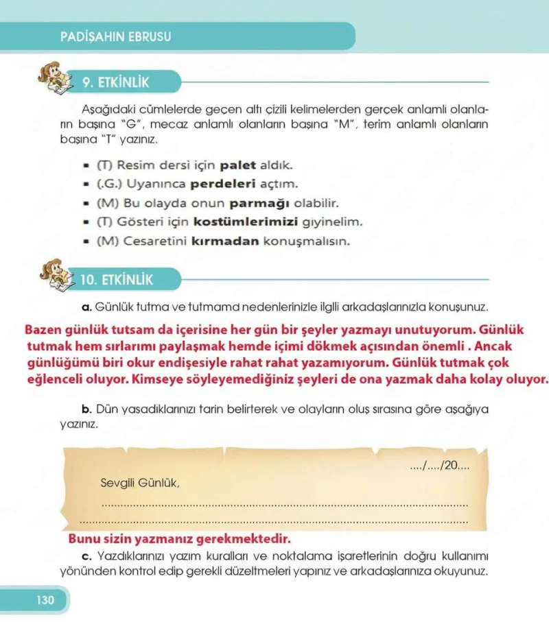 4. Sınıf Türkçe Ders Kitabı Cevapları Özgün Yayınları Sayfa 130 Çözüm Görseli