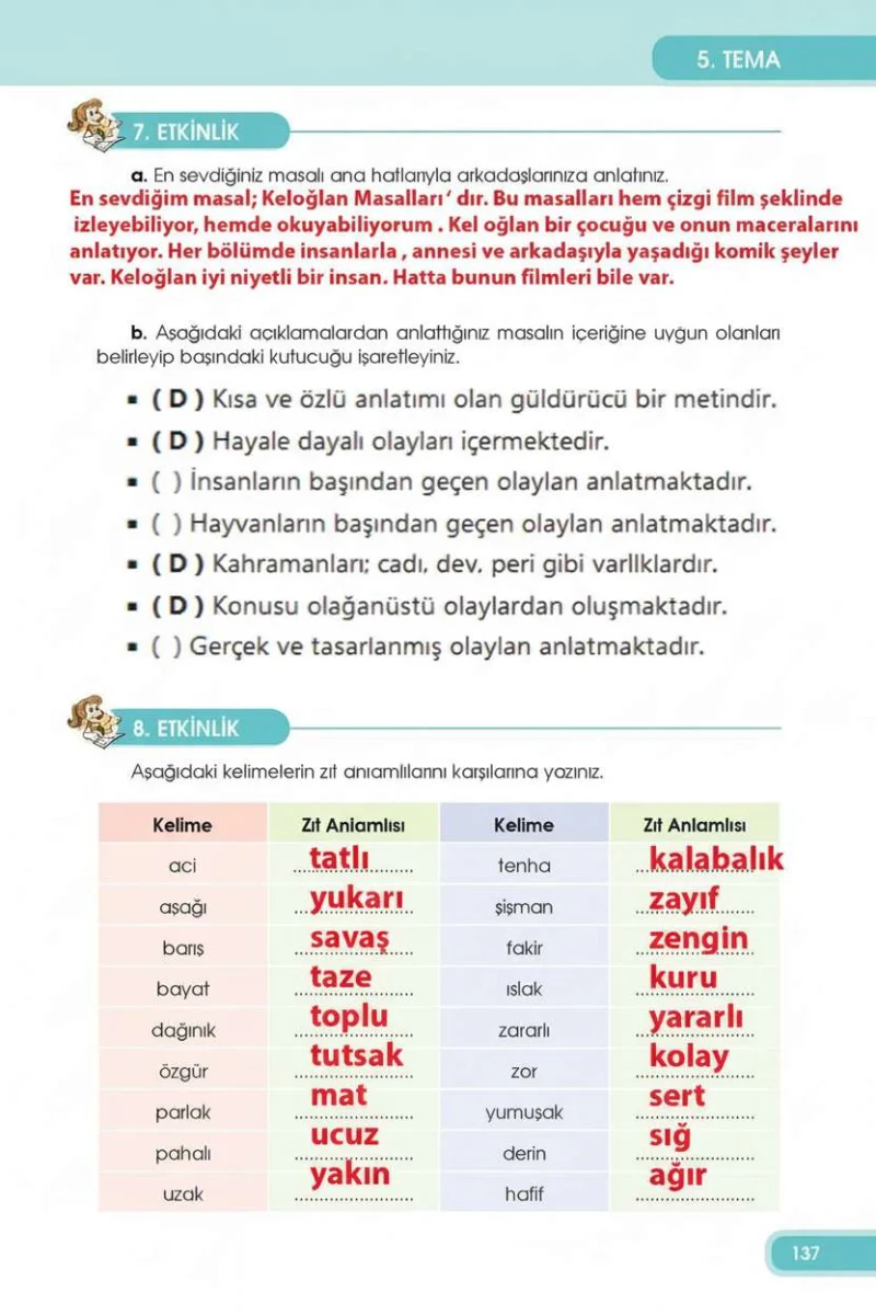4. Sınıf Türkçe Ders Kitabı Cevapları Özgün Yayınları Sayfa 137 Çözüm Görseli