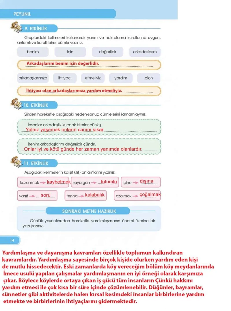 4. Sınıf Türkçe Ders Kitabı Cevapları Özgün Yayınları Sayfa 14 Çözüm Görseli
