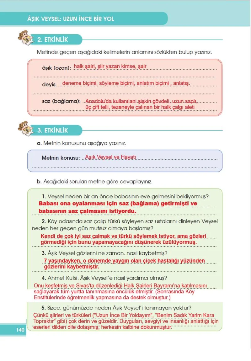 4. Sınıf Türkçe Ders Kitabı Cevapları Özgün Yayınları Sayfa 140 Çözüm Görseli