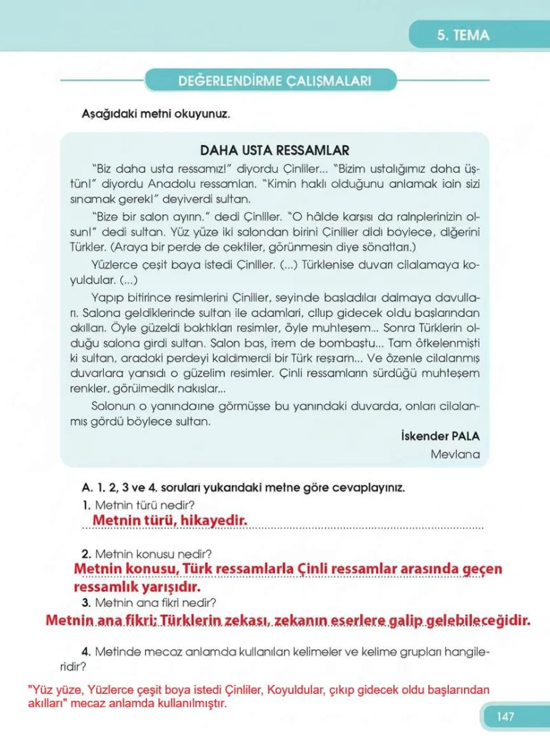 4. Sınıf Türkçe Ders Kitabı Cevapları Özgün Yayınları Sayfa 147 Çözüm Görseli