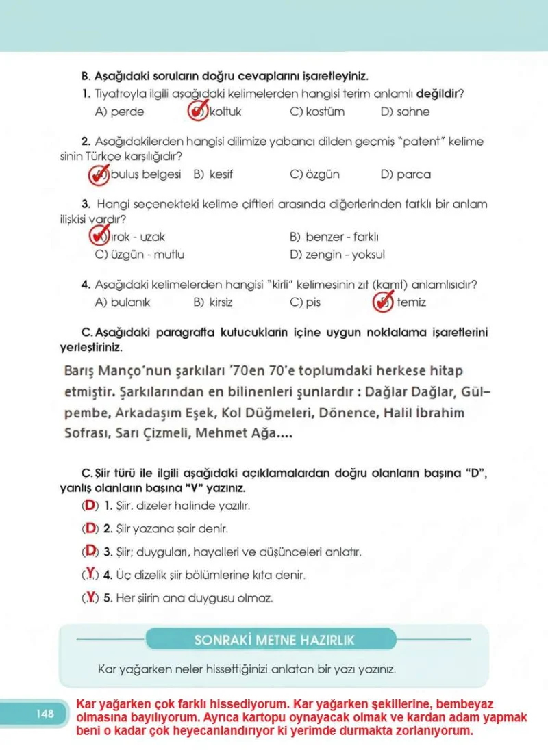 4. Sınıf Türkçe Ders Kitabı Cevapları Özgün Yayınları Sayfa 148 Çözüm Görseli
