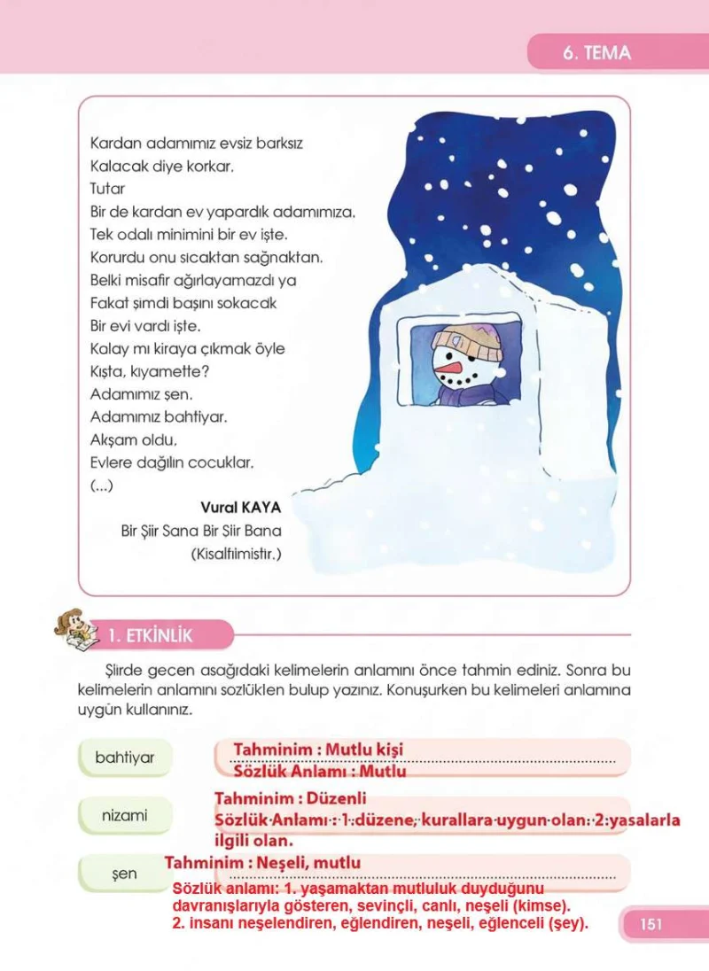 4. Sınıf Türkçe Ders Kitabı Cevapları Özgün Yayınları Sayfa 151 Çözüm Görseli