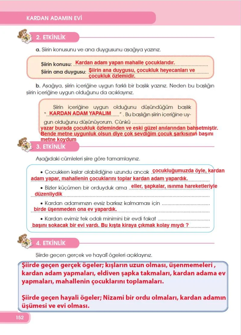 4. Sınıf Türkçe Ders Kitabı Cevapları Özgün Yayınları Sayfa 152 Çözüm Görseli