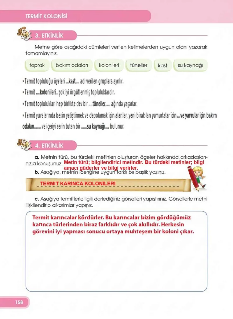 4. Sınıf Türkçe Ders Kitabı Cevapları Özgün Yayınları Sayfa 158 Çözüm Görseli