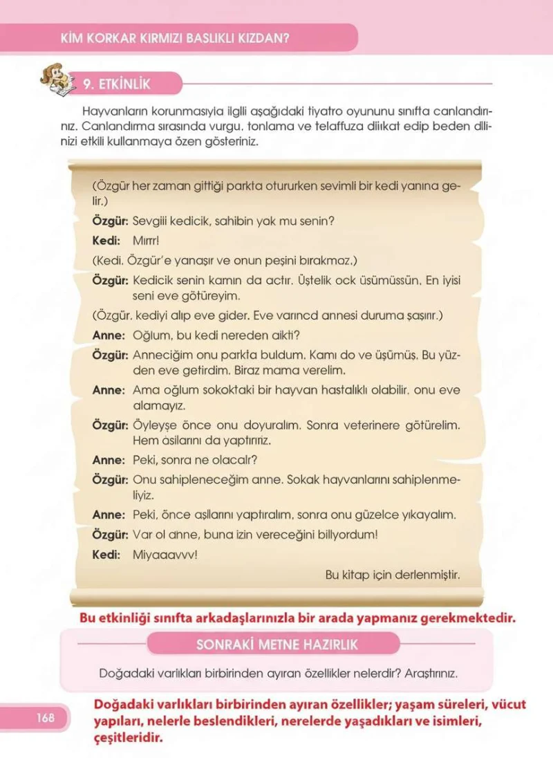 4. Sınıf Türkçe Ders Kitabı Cevapları Özgün Yayınları Sayfa 168 Çözüm Görseli