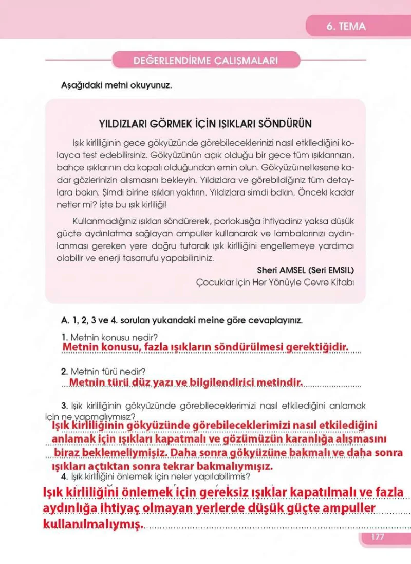 4. Sınıf Türkçe Ders Kitabı Cevapları Özgün Yayınları Sayfa 177 Çözüm Görseli