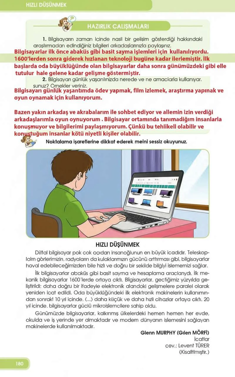 4. Sınıf Türkçe Ders Kitabı Cevapları Özgün Yayınları Sayfa 180 Çözüm Görseli