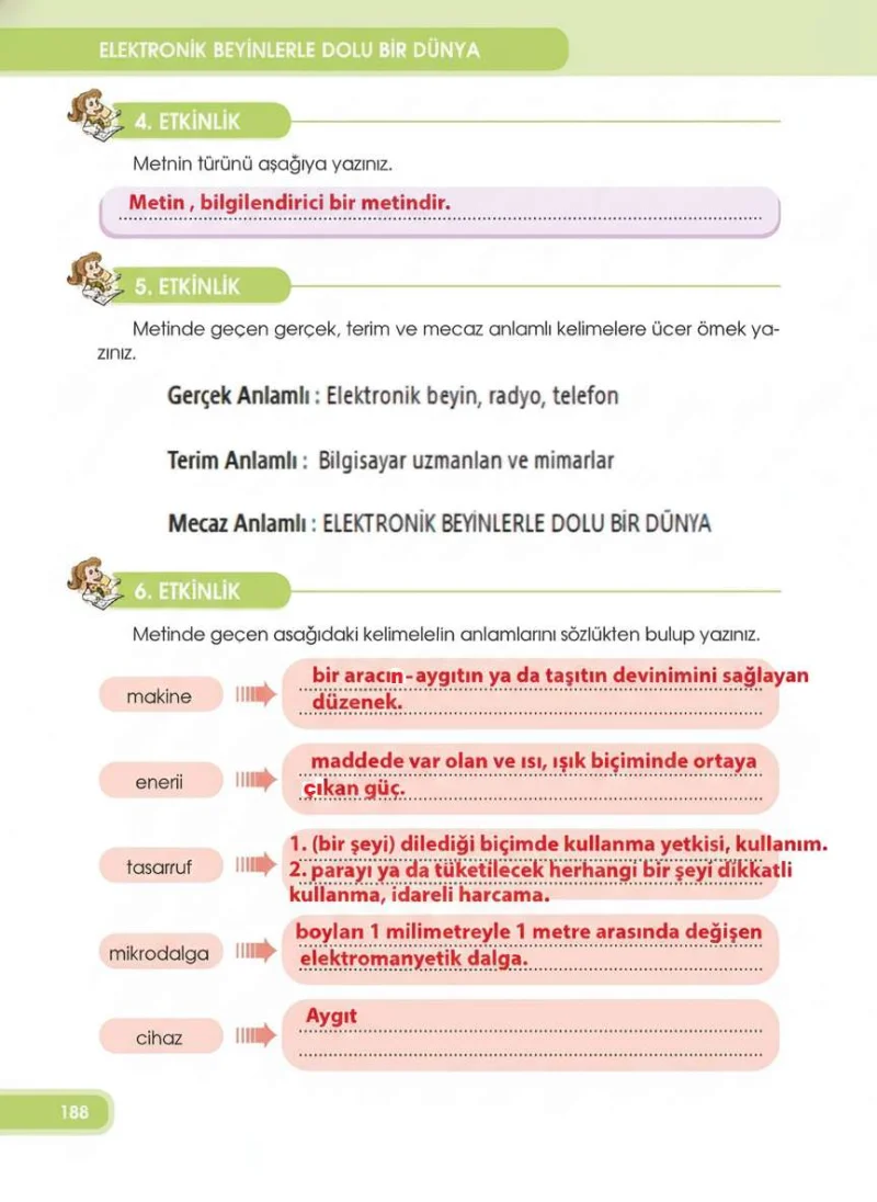 4. Sınıf Türkçe Ders Kitabı Cevapları Özgün Yayınları Sayfa 188 Çözüm Görseli