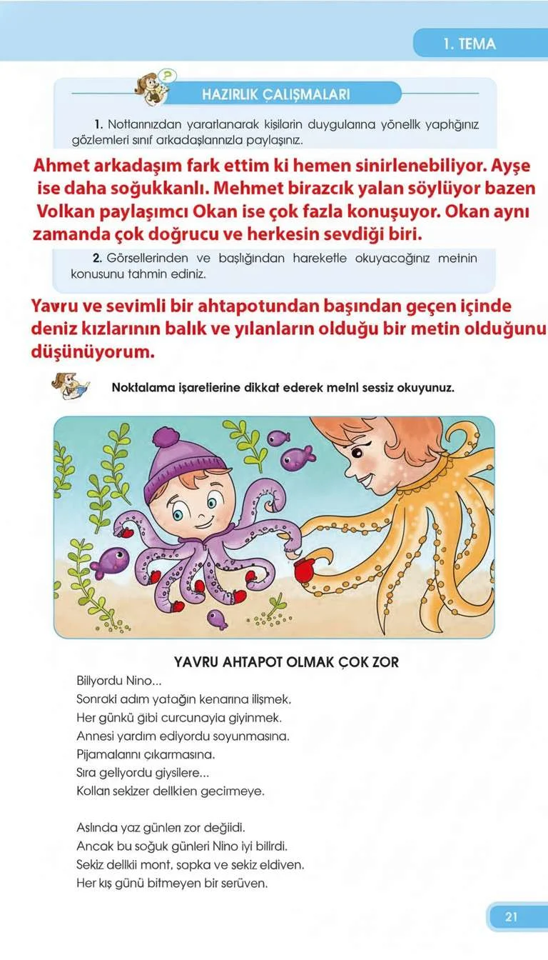 4. Sınıf Türkçe Ders Kitabı Cevapları Özgün Yayınları Sayfa 21 Çözüm Görseli