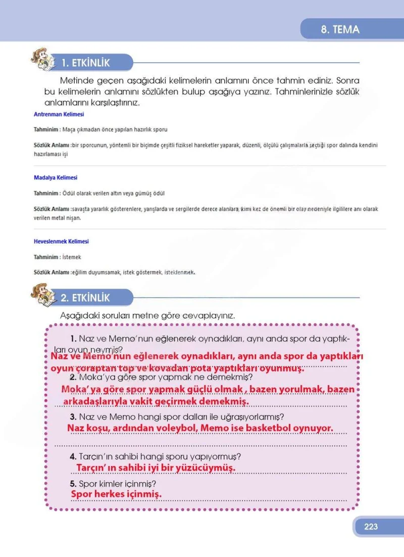 4. Sınıf Türkçe Ders Kitabı Cevapları Özgün Yayınları Sayfa 223 Çözüm Görseli