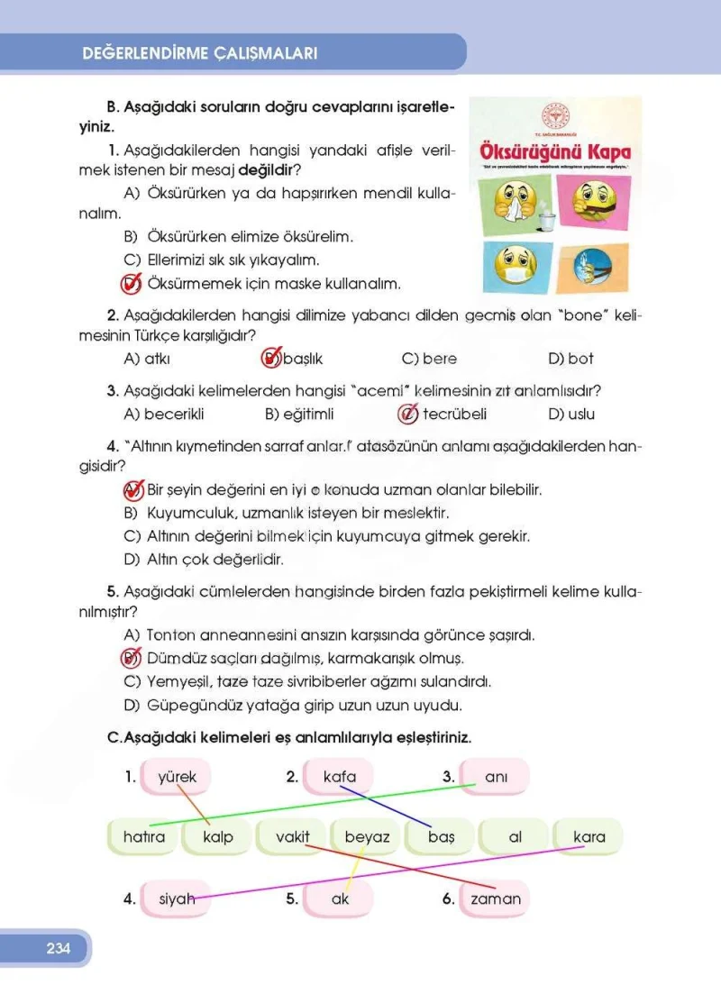 4. Sınıf Türkçe Ders Kitabı Cevapları Özgün Yayınları Sayfa 234 Çözüm Görseli