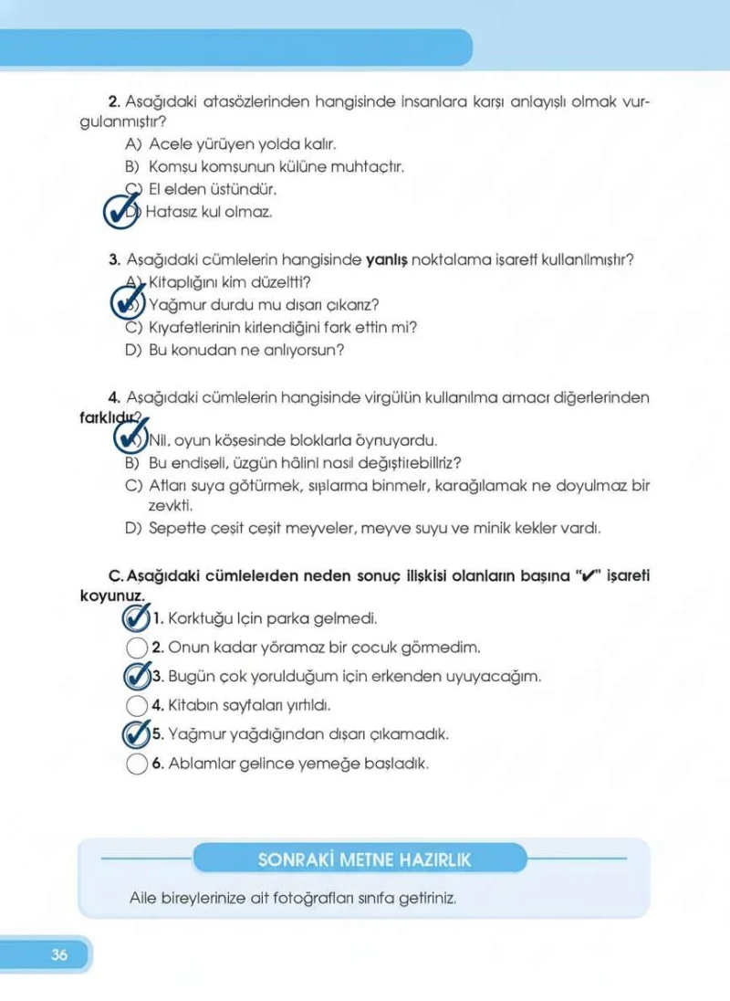 4. Sınıf Türkçe Ders Kitabı Cevapları Özgün Yayınları Sayfa 36 Çözüm Görseli