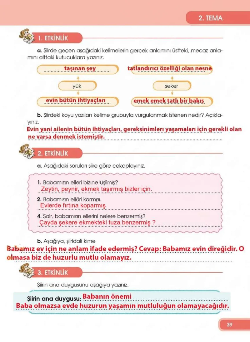 4. Sınıf Türkçe Ders Kitabı Cevapları Özgün Yayınları Sayfa 39 Çözüm Görseli