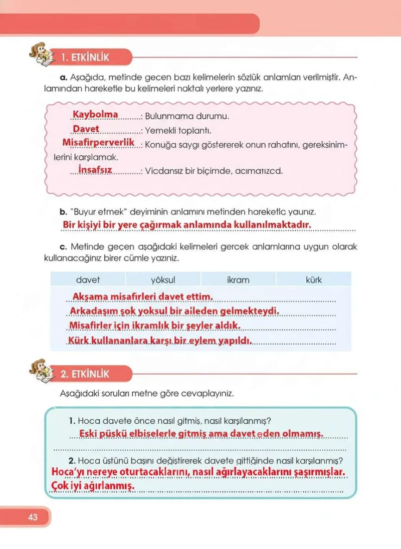 4. Sınıf Türkçe Ders Kitabı Cevapları Özgün Yayınları Sayfa 44 Çözüm Görseli