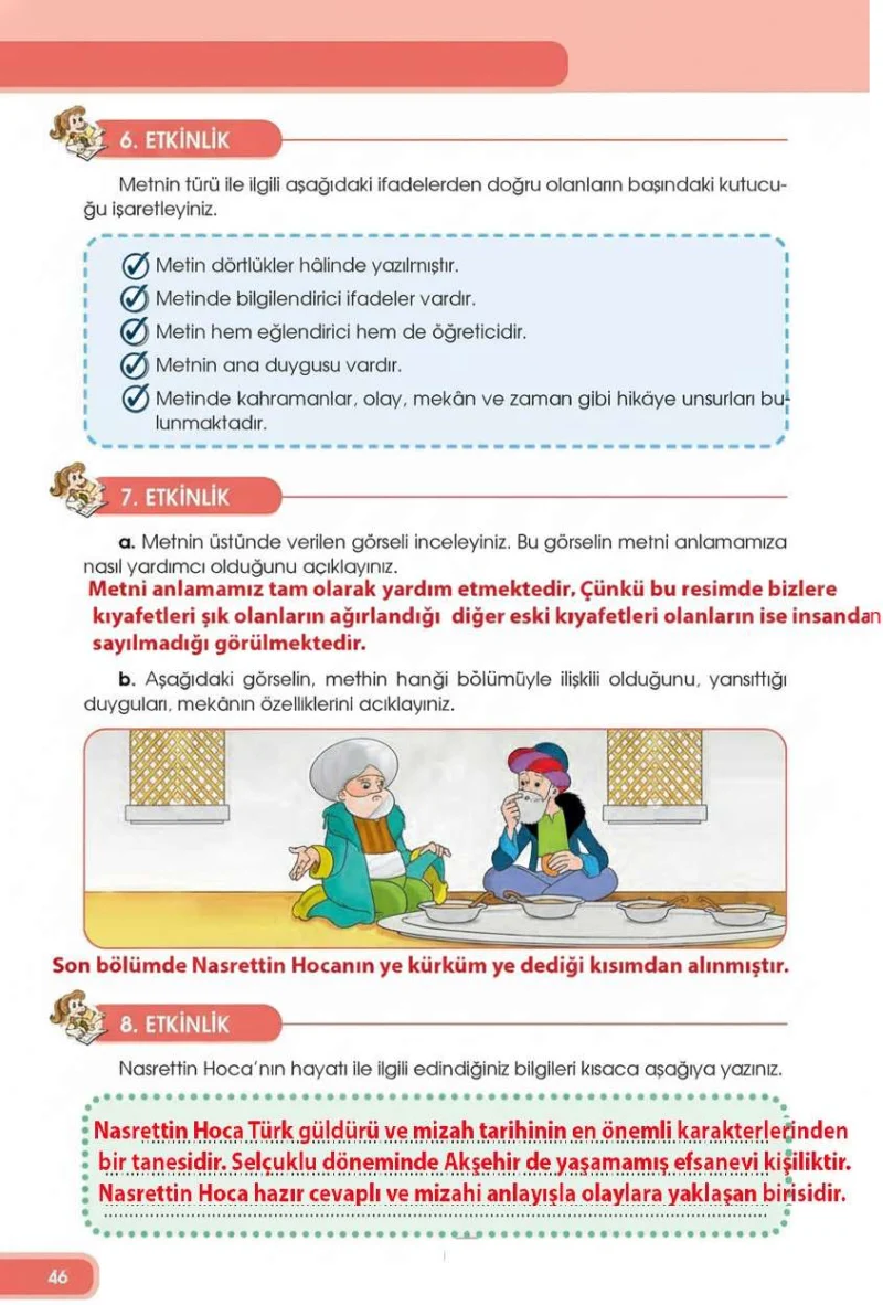 4. Sınıf Türkçe Ders Kitabı Cevapları Özgün Yayınları Sayfa 46 Çözüm Görseli