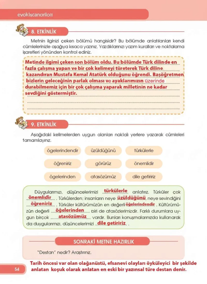 4. Sınıf Türkçe Ders Kitabı Cevapları Özgün Yayınları Sayfa 54 Çözüm Görseli