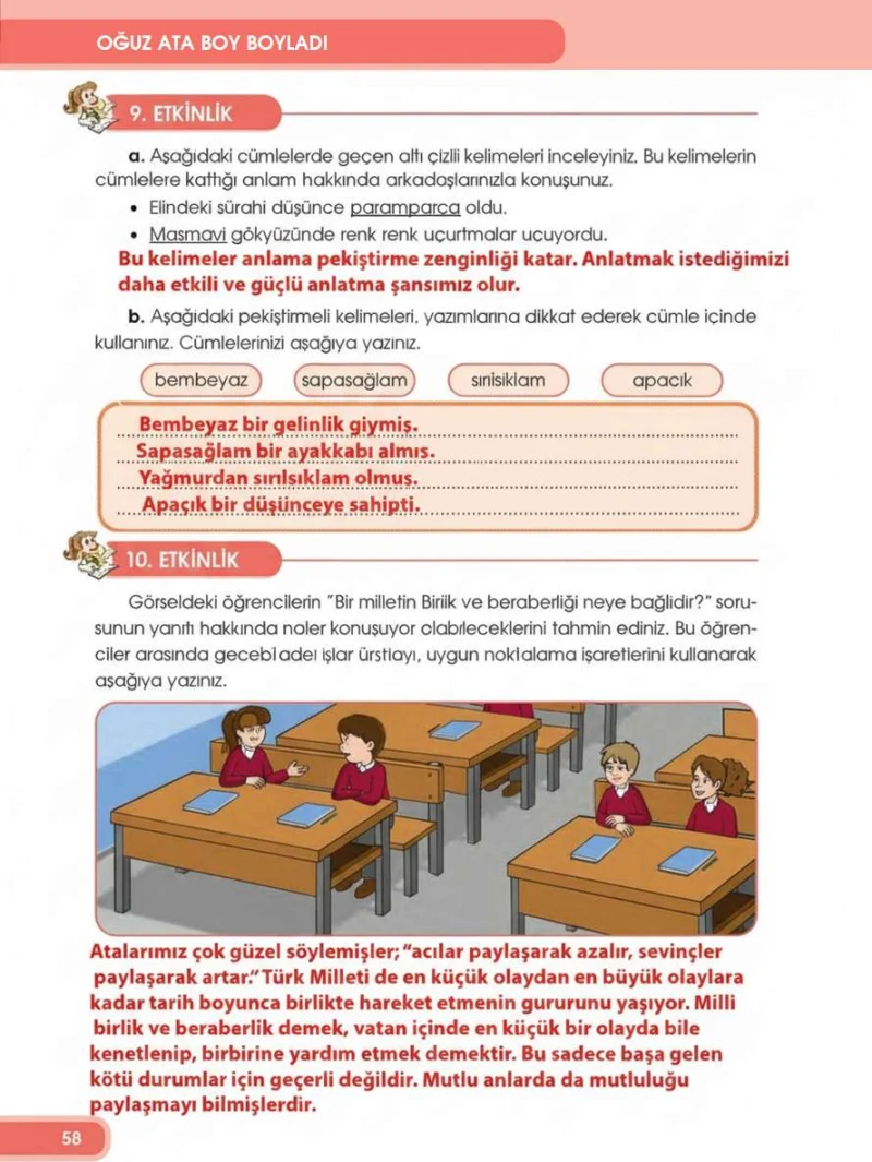 4. Sınıf Türkçe Ders Kitabı Cevapları Özgün Yayınları Sayfa 58 Çözüm Görseli