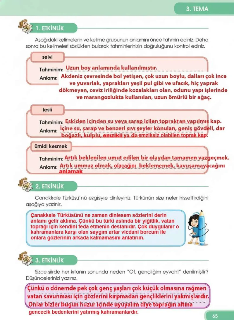 4. Sınıf Türkçe Ders Kitabı Cevapları Özgün Yayınları Sayfa 65 Çözüm Görseli