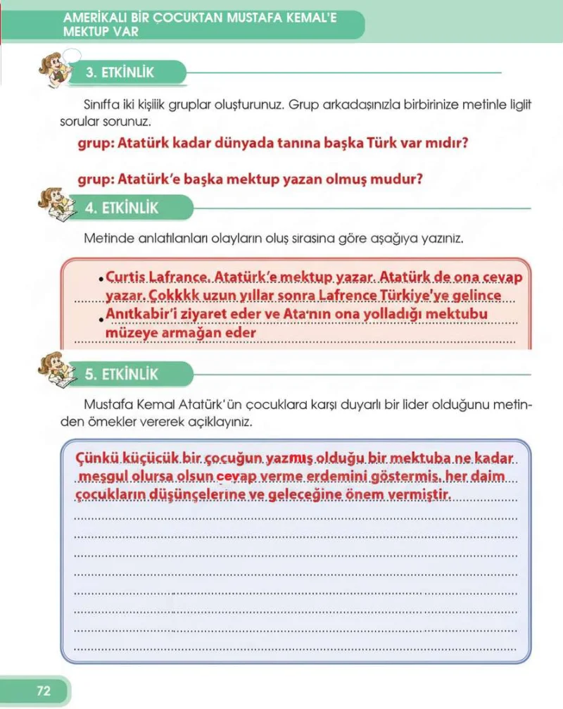 4. Sınıf Türkçe Ders Kitabı Cevapları Özgün Yayınları Sayfa 72 Çözüm Görseli