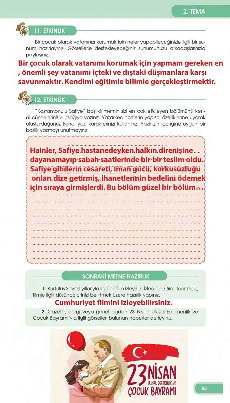 4. Sınıf Türkçe Ders Kitabı Cevapları Özgün Yayınları Sayfa 83 Çözüm Görseli