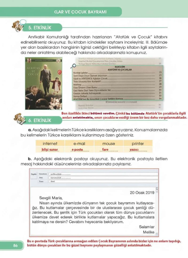 4. Sınıf Türkçe Ders Kitabı Cevapları Özgün Yayınları Sayfa 86 Çözüm Görseli