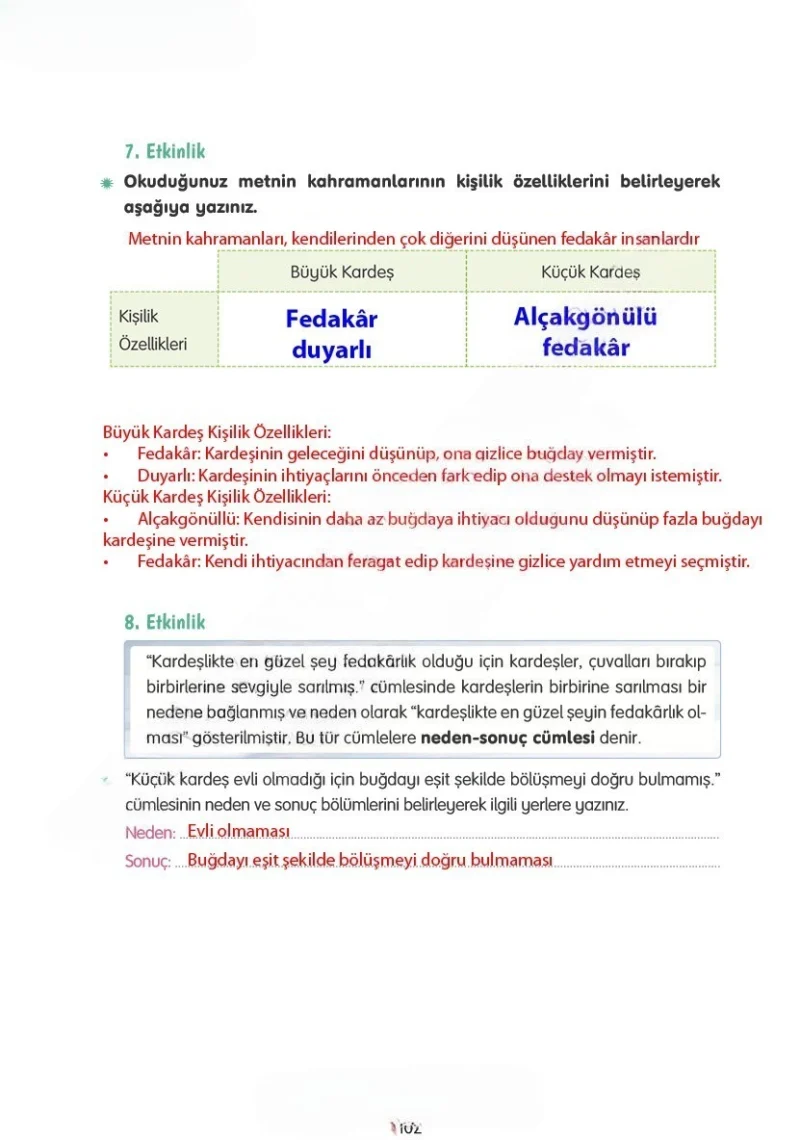 4. Sınıf Türkçe Ders Kitabı Cevapları Tuna Yayınları Sayfa 102 Çözüm Görseli