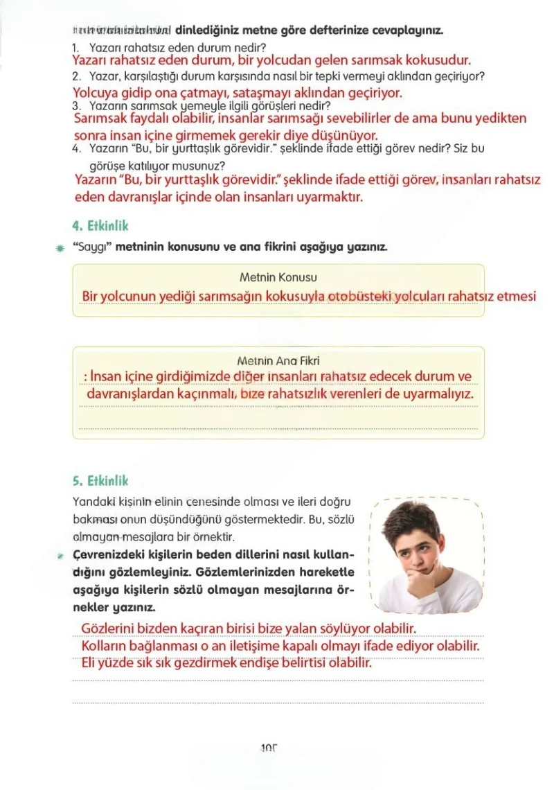 4. Sınıf Türkçe Ders Kitabı Cevapları Tuna Yayınları Sayfa 105 Çözüm Görseli