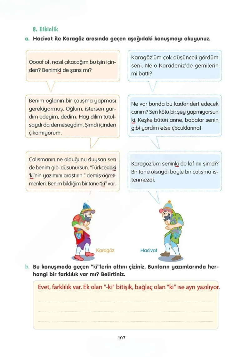 4. Sınıf Türkçe Ders Kitabı Cevapları Tuna Yayınları Sayfa 107 Çözüm Görseli
