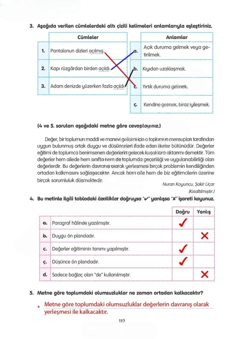 4. Sınıf Türkçe Ders Kitabı Cevapları Tuna Yayınları Sayfa 112 Çözüm Görseli