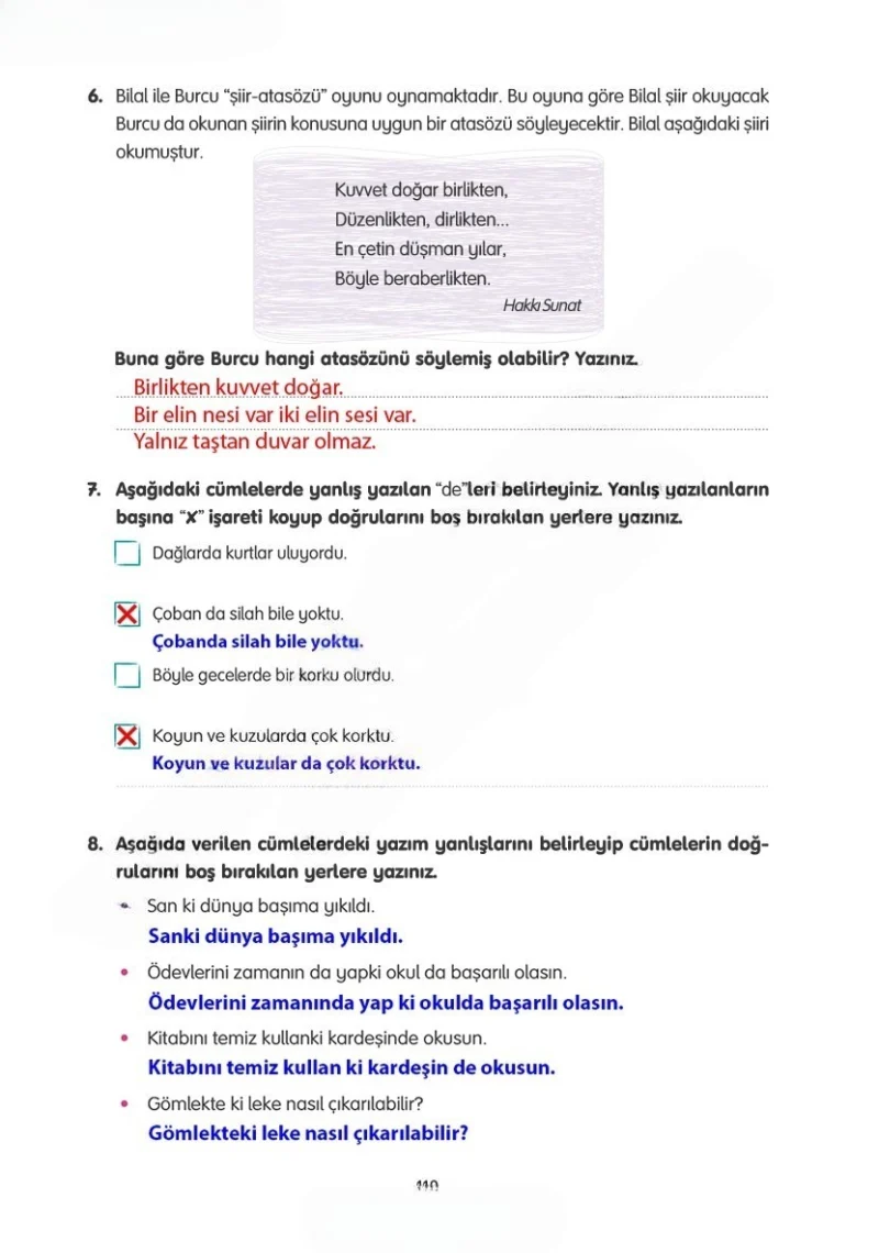 4. Sınıf Türkçe Ders Kitabı Cevapları Tuna Yayınları Sayfa 113 Çözüm Görseli